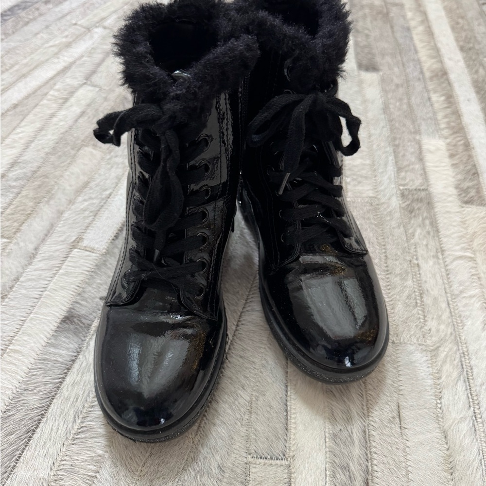 MIA Black little girls Boots with Fur Trim